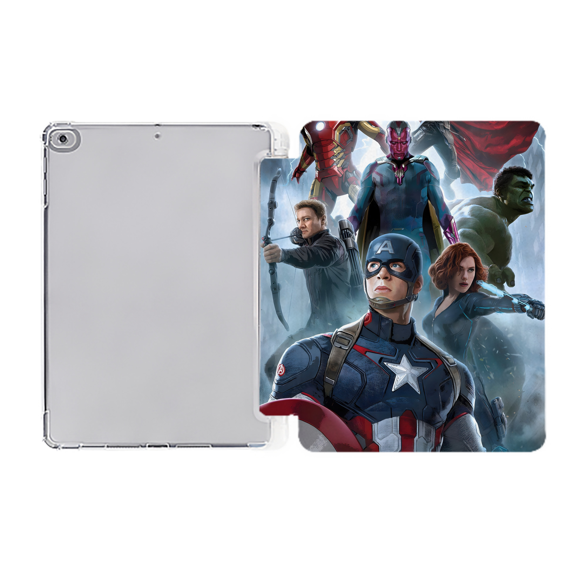 （画像用） アベンジャーズ The Avengers IPad ケース ペン収納付き 三つ折りスタンド PUレザー×シリコン 対応機種9.5/10.5/10.9インチ